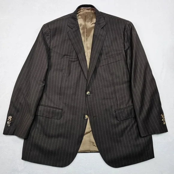 Holland & Sherry Sartoria Bespoke Suit Men 44S Pants 38x26 Wool Stripe Canvassed